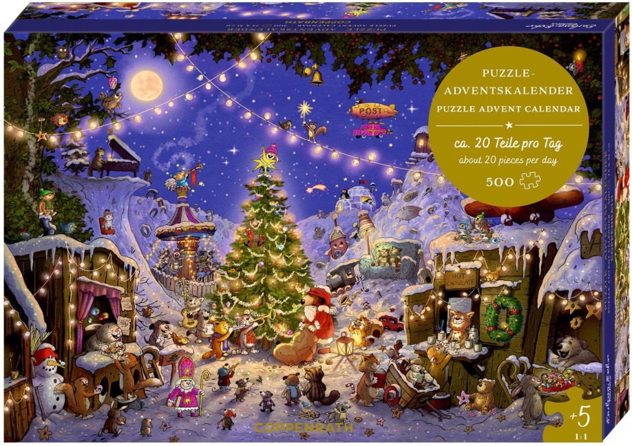 Puzzle-Adventskalender - Weihnachtsmarkt der Tiere - 