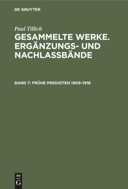 Frühe Predigten 1909-1918 - Paul Tillich