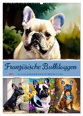 Französische Bulldoggen. Kunstvoll gestaltete Portraits (Wandkalender 2025 DIN A2 hoch), CALVENDO Monatskalender - Steffani Lehmann