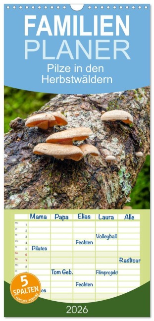 Familienplaner 2026 - Pilze in den Herbstwäldern mit 5 Spalten (Wandkalender, 21 x 45 cm) CALVENDO - Alain Gaymard