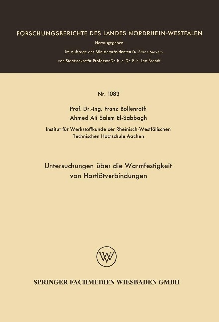 Untersuchungen über die Warmfestigkeit von Hartlötverbindungen - Franz Bollenrath