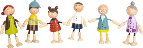 Biegepuppen-Familie aus Holz - 