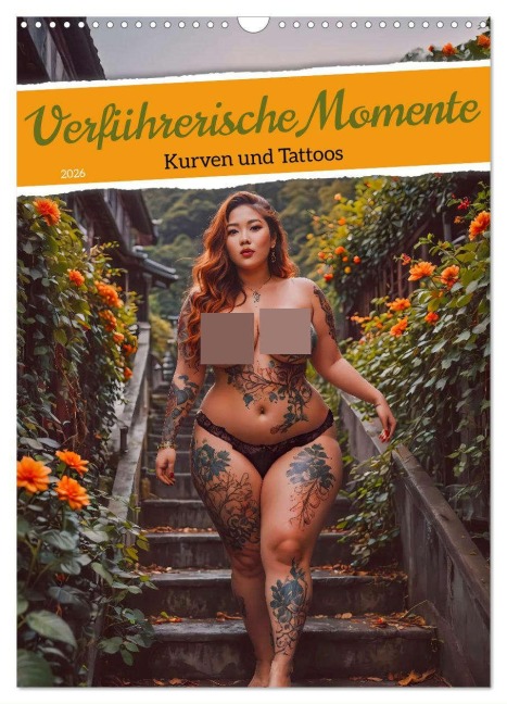 Verführerische Momente - Kurven und Tattoos (Wandkalender 2026 DIN A3 hoch), CALVENDO Monatskalender - Sell Pixs:Sell