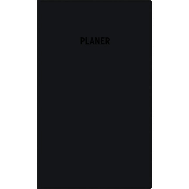 Taschenplaner schwarz 2026 - Bürokalender 9,5x16 cm - 32 Seiten - 1 Monat auf 2 Seiten - separates Adressheft - faltbar - Notizheft - 520-1020 - 