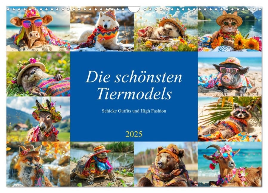 Die schönsten Tiermodels. Schicke Outfits und High Fashion (Wandkalender 2025 DIN A3 quer), CALVENDO Monatskalender - Rose Hurley