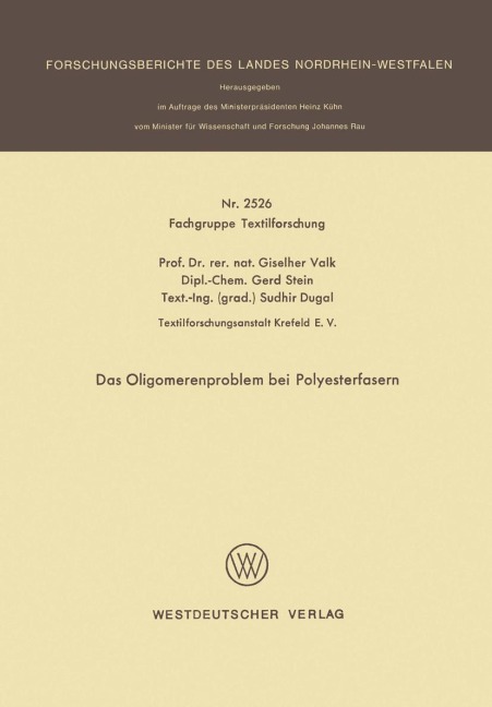 Das Oligomerenproblem bei Polyesterfasern - Giselher Valk