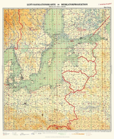 LUFT-NAVIGATIONSKARTE: Ostsee-Ostseeländer 1940 (Plano) - 