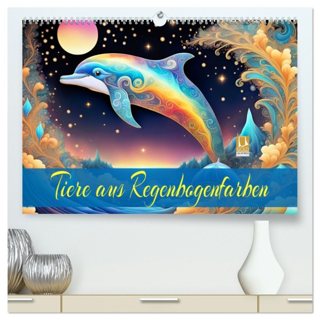 Tiere aus Regenbogenfarben (hochwertiger Premium Wandkalender 2026 DIN A2 quer), Kunstdruck in Hochglanz - Dusanka Djeric