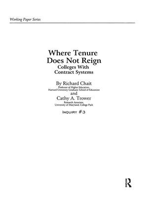 Where Tenure Does Not Reign - Richard Chait, Cathy A Trower