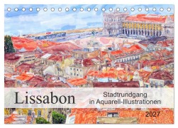 Cover-Bild zum Titel 'Lissabon - Stadtrundgang in Aquarell-Illustrationen (Tischkalender 2027 DIN A5 quer), CALVENDO Monatskalender' von 'Anja Frost'