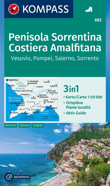 KOMPASS Wanderkarte 682 Penisola Sorrentina, Costiera Amalfitana, Vesuvio, Pompei, Salerno, Sorrento 1:50.000 - 