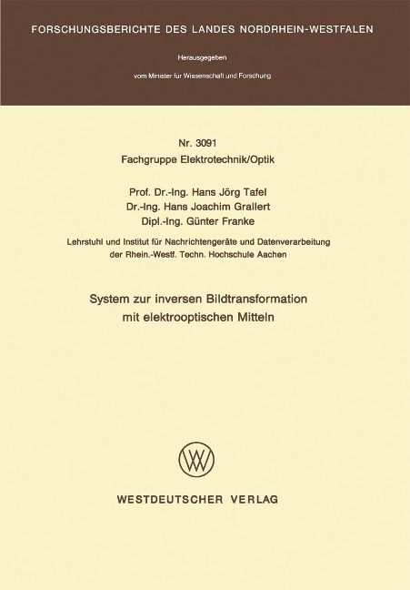 System zur inversen Bildtransformation mit elektrooptischen Mitteln - Hans Jörg Tafel
