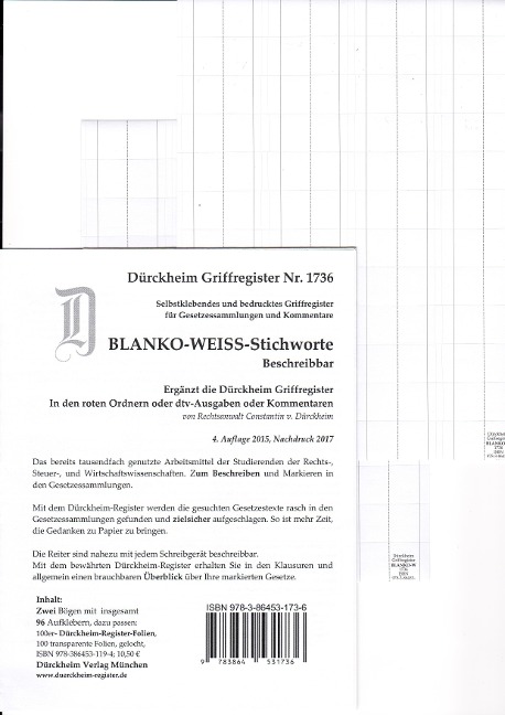 DürckheimRegister® BLANKO: WEISS-GROSS Beschreibbar - Constantin von Dürckheim