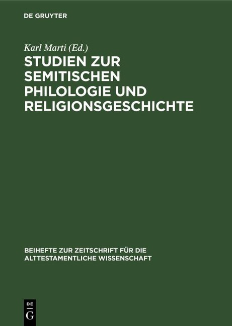 Studien zur semitischen Philologie und Religionsgeschichte - 