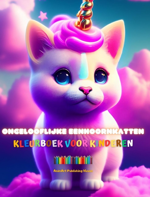 Ongelooflijke eenhoornkatten | Kleurboek voor kinderen | Schattige fantastische wezens vol liefde - Animart Publishing House
