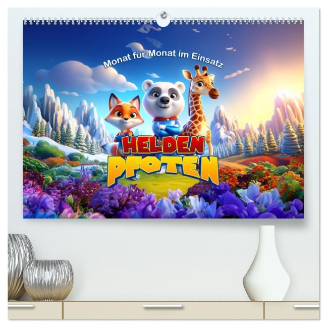 Heldenpfoten: Monat für Monat im Einsatz (hochwertiger Premium Wandkalender 2026 DIN A2 quer), Kunstdruck in Hochglanz - Artefacti Artefacti