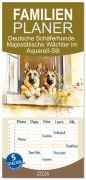 Cover-Bild zum Titel 'Familienplaner 2026 - Deutsche Schäferhunde. Majestätische Wächter im Aquarell-Stil mit 5 Spalten (Wandkalender, 21 x 45 cm) CALVENDO' von 'Rose Hurley'