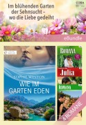 Cover-Bild zum Titel 'Im blühenden Garten der Sehnsucht - wo die Liebe gedeiht' von 'Rebecca Winters, Ally Blake, Cathy Williams, Sophie Weston'