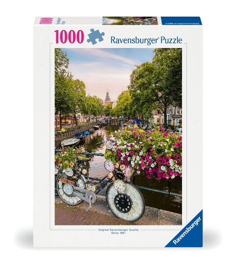 Erwachsenenpuzzle 1000 Teile - Fahrrad und Blumen in Amsterdam - 