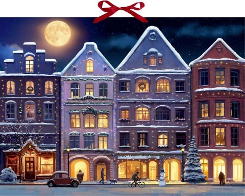 Wand-Adventskalender - Winterstadt am Abend -  Wand-Adventskalender - Winterstadt am Abend -