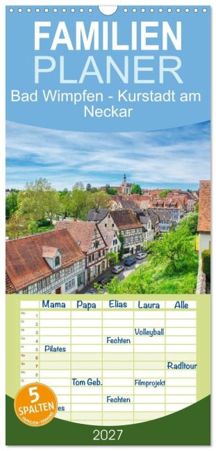Familienplaner 2027 - Bad Wimpfen - Kurstadt am Neckar mit 5 Spalten (Wandkalender, 21 x 45 cm) CALVENDO - Thomas Bartruff