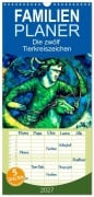 Cover-Bild zum Titel 'Familienplaner 2027 - Die zwölf Tierkreiszeichen mit 5 Spalten (Wandkalender, 21 x 45 cm) CALVENDO' von 'Sabine Löwer'