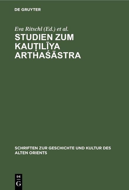 Studien zum Kau¿iliya Arthasastra - 