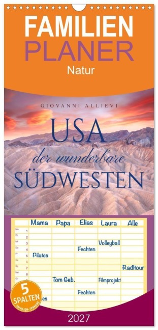 Familienplaner 2027 - USA Der wunderbare Südwesten mit 5 Spalten (Wandkalender, 21 x 45 cm) CALVENDO - Giovanni Allievi