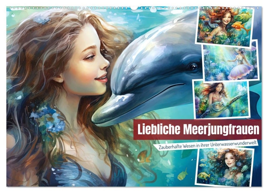 Liebliche Meerjungfrauen (Wandkalender 2026 DIN A2 quer), CALVENDO Monatskalender - Sabine Löwer