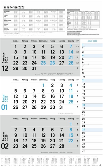 3-Monats-Planer Klappfälzel 2026 - 