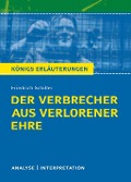 Cover-Bild zum Titel 'Der Verbrecher aus verlorener Ehre von Friedrich Schiller. Textanalyse und Interpretation mit ausführlicher Inhaltsangabe und Abituraufgaben mit Lösungen.' von 'Friedrich Schiller'