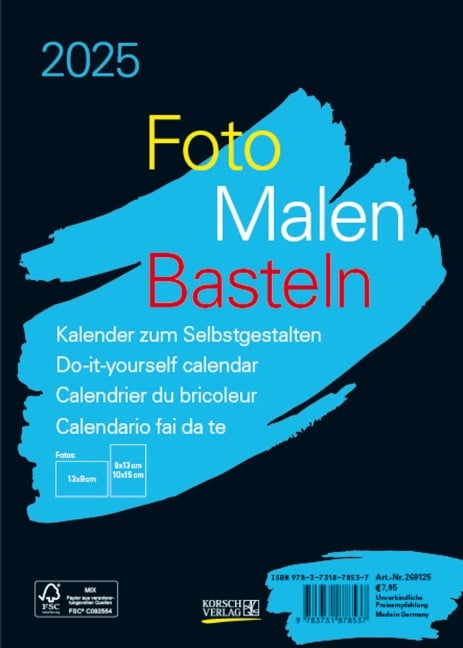 Foto-Malen-Basteln Bastelkalender A5 schwarz 2025 - 