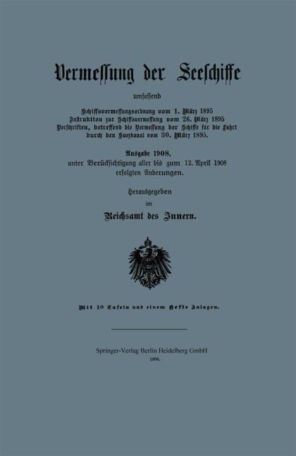 Vermessung der Seeschiffe - Reichsamt Des Inneren