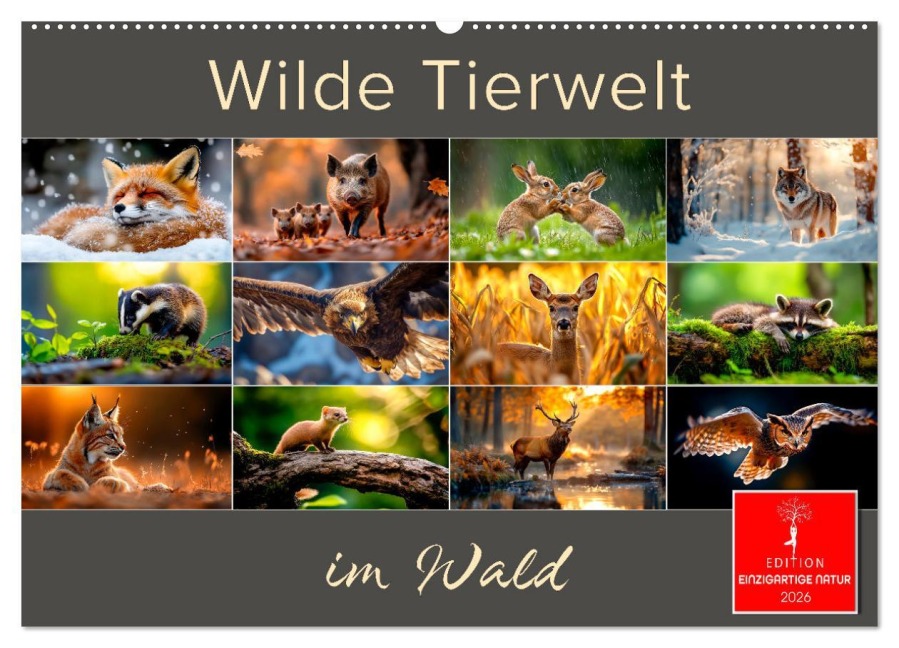 Wilde Tierwelt im Wald (Wandkalender 2026 DIN A2 quer), CALVENDO Monatskalender - Peter Roder