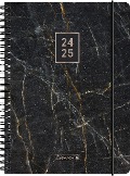 Schülerkalender 2024/2025 "Black Marble", 2 Seiten = 1 Woche, A5, 208 Seiten, schwarz - 