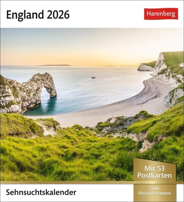 England Sehnsuchtskalender 2026 - Wochenkalender mit 53 Postkarten - 