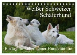 Weißer Schweizer Schäferhund - Ein Tag im Leben einer Hundefamilie (Tischkalender 2025 DIN A5 quer), CALVENDO Monatskalender - Sigrid Starick