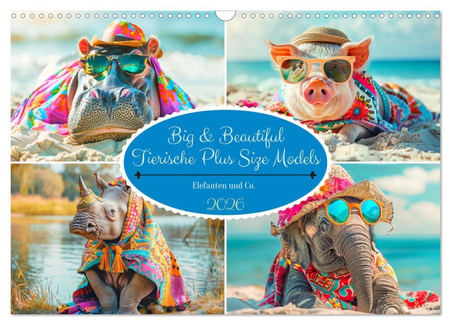 Big & Beautiful. Tierische Plus Size Models. Elefanten und Co. (Wandkalender 2026 DIN A3 quer), CALVENDO Monatskalender - Rose Hurley
