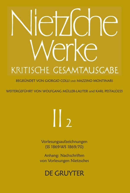 Vorlesungsaufzeichnungen (SS 1869 - WS 1869/70). Anhang: Nachschriften von Vorlesungen Nietzsches - Friedrich Nietzsche
