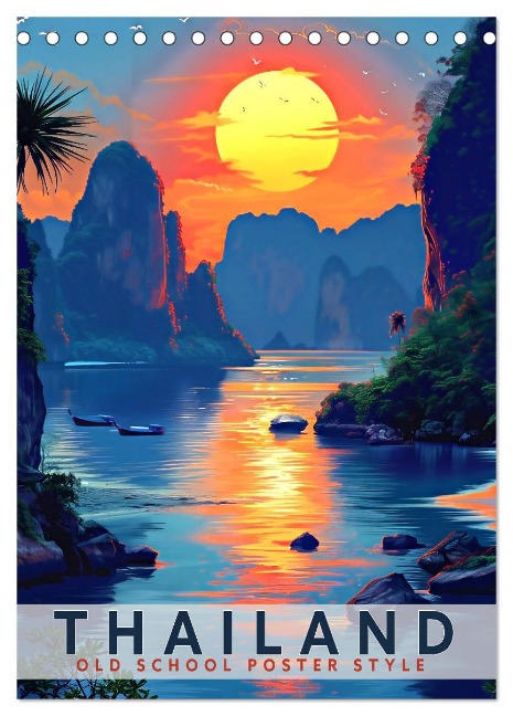 Thailand - Old School Poster Style (Tischkalender 2025 DIN A5 hoch), CALVENDO Monatskalender - Val Thoermer