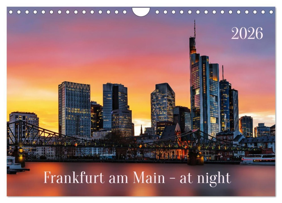 Frankfurt am Main - at night (Wandkalender 2026 DIN A4 quer), CALVENDO Monatskalender - Uwe Herzog