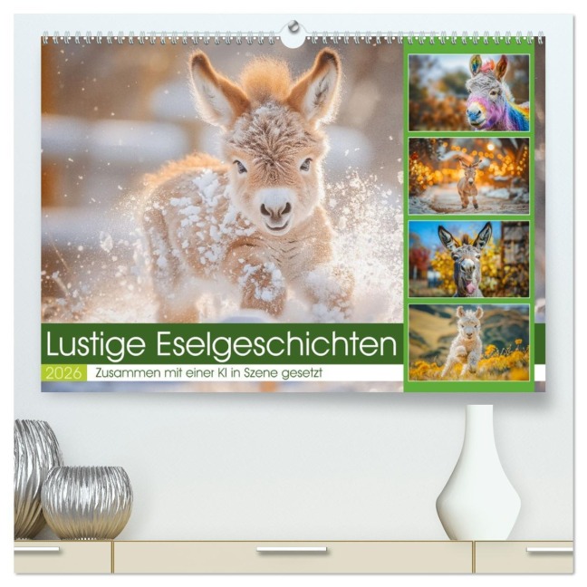 Lustige Eselgeschichten (hochwertiger Premium Wandkalender 2026 DIN A2 quer), Kunstdruck in Hochglanz - Steffen Gierok-Latniak