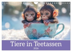 Cover-Bild zum Titel 'Tiere in Teetassen (Wandkalender 2026 DIN A4 quer), CALVENDO Monatskalender' von 'Liselotte Brunner-Klaus'