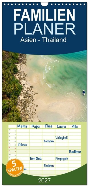 Familienplaner 2027 - Asien - Thailand mit 5 Spalten (Wandkalender, 21 x 45 cm) CALVENDO - Peter Schickert