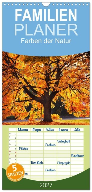 Familienplaner 2027 - Farben der Natur mit 5 Spalten (Wandkalender, 21 x 45 cm) CALVENDO - Holger Gräbner