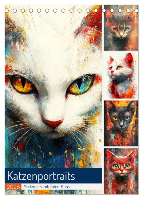 Katzenportraits. Moderne Samtpfoten-Kunst (Tischkalender 2026 DIN A5 hoch), CALVENDO Monatskalender - Rose Hurley
