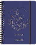Schülerkalender 2024/2025 "Moon Flower", 2 Seiten = 1 Woche, A6, 208 Seiten, blau - 