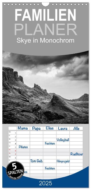 Familienplaner 2025 - Skye in Monochrom mit 5 Spalten (Wandkalender, 21 x 45 cm) CALVENDO - Michiel Mulder Corsa Media