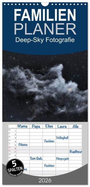 Familienplaner 2026 - Deep-Sky Fotografie mit 5 Spalten (Wandkalender, 21 x 45 cm) CALVENDO - Stefan Bemmerl