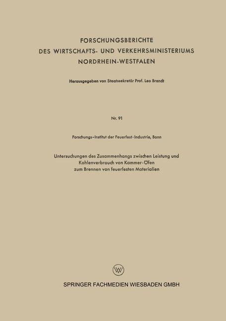 Untersuchungen des Zusammenhangs zwischen Leistung und Kohlenverbrauch von Kammer-Öfen zum Brennen von feuerfesten Materialien - 